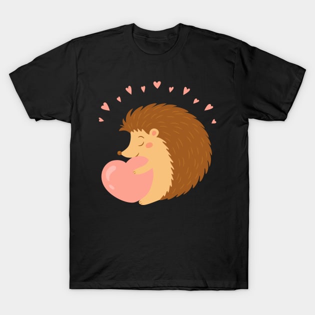 Cute Valentine Hedgehog T-Shirt by Carpe Tunicam